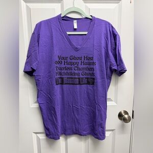Disney Haunted Mansion purple v-neck t-shirt size XL